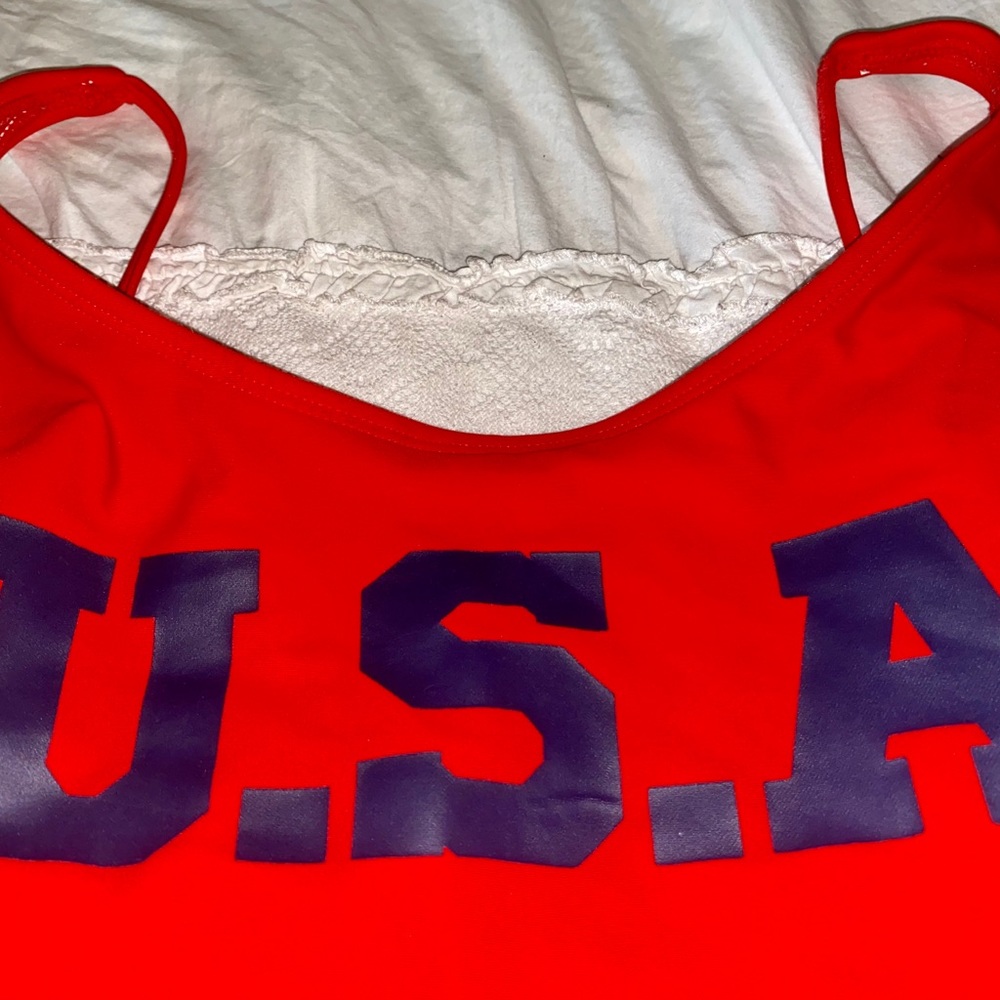 U.S.A. • RED ONE PIECE SWIMSUIT • SIZE M